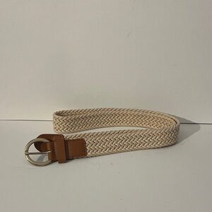Braided Tan Belt with Silver Buckle